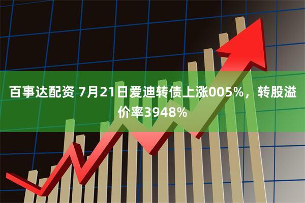 百事达配资 7月21日爱迪转债上涨005%，转股溢价率3948%